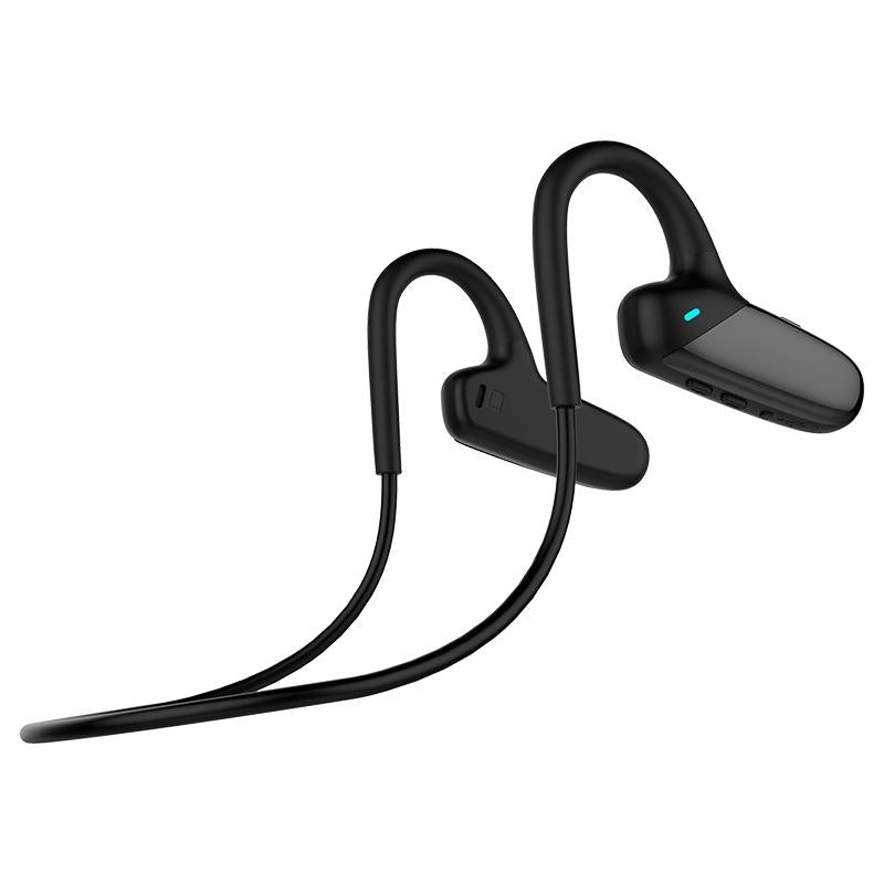 Waterproof Bone Conduction Bluetooth Earphones 5.0 for Sports - Black