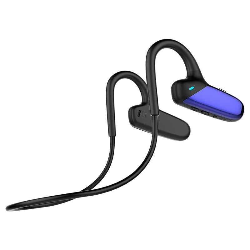 Waterproof Bone Conduction Bluetooth Earphones 5.0 for Sports - Black