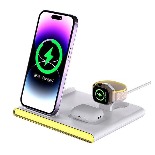 Foldable 15W Magnetic Wireless Charger With Ambient Light - Black