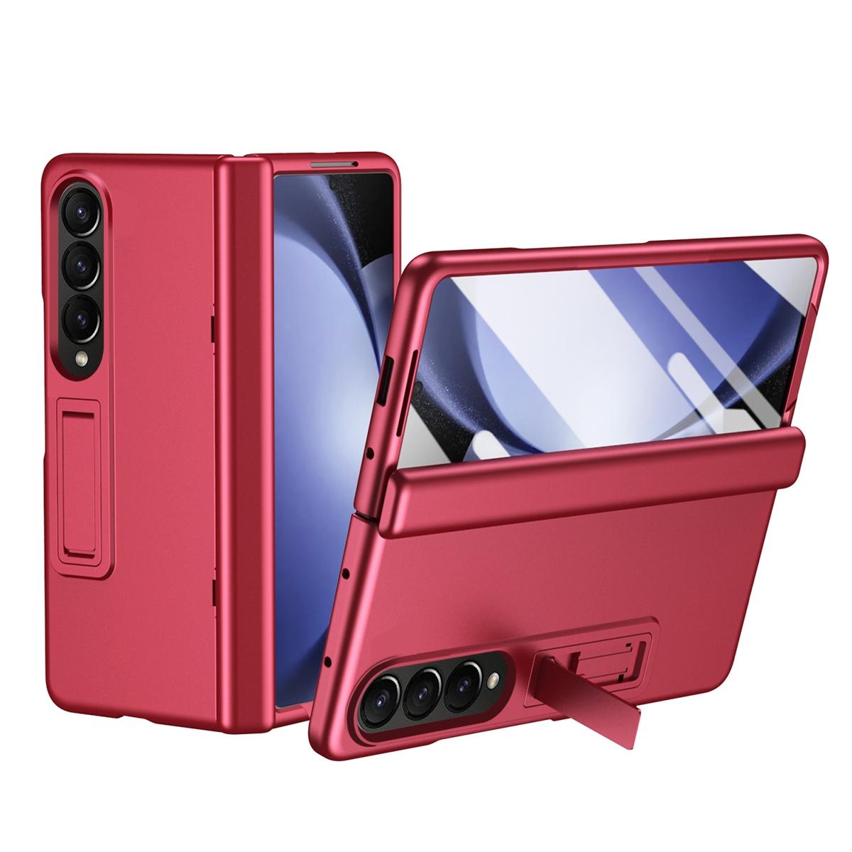 For Samsung Galaxy Z Fold4 5G Shockproof Case With Holder - All-Inclusive - Red