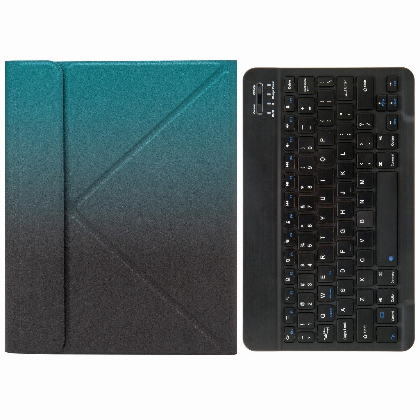 Leather Case With Bluetooth Keyboard For Ipad 9.7 2018 & 2017 - Three-Fold Holder - Dark Night Green