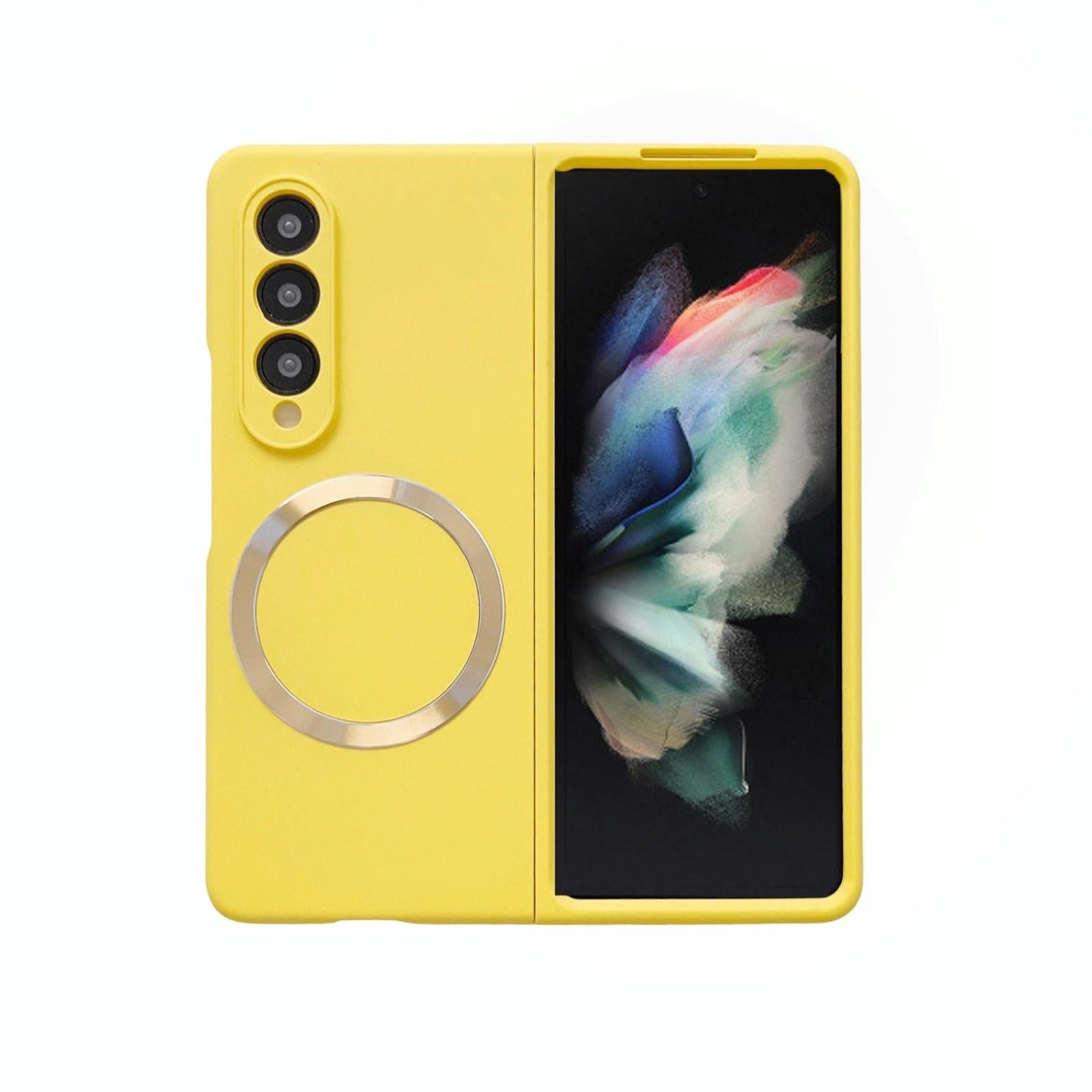 For Samsung Galaxy Z Fold4 5G Magnetic Skin Case - Magsafe - Yellow