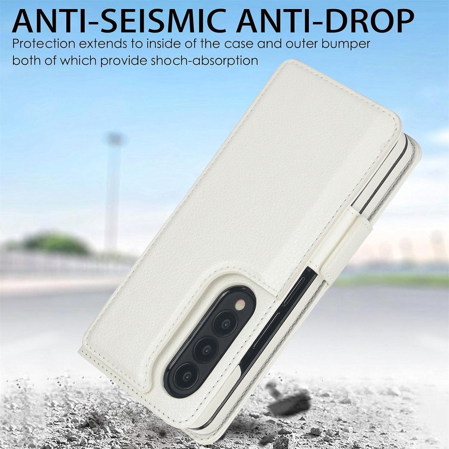 For Samsung Galaxy Z Fold4 5G Leather Phone Case With Pen Slot - Black