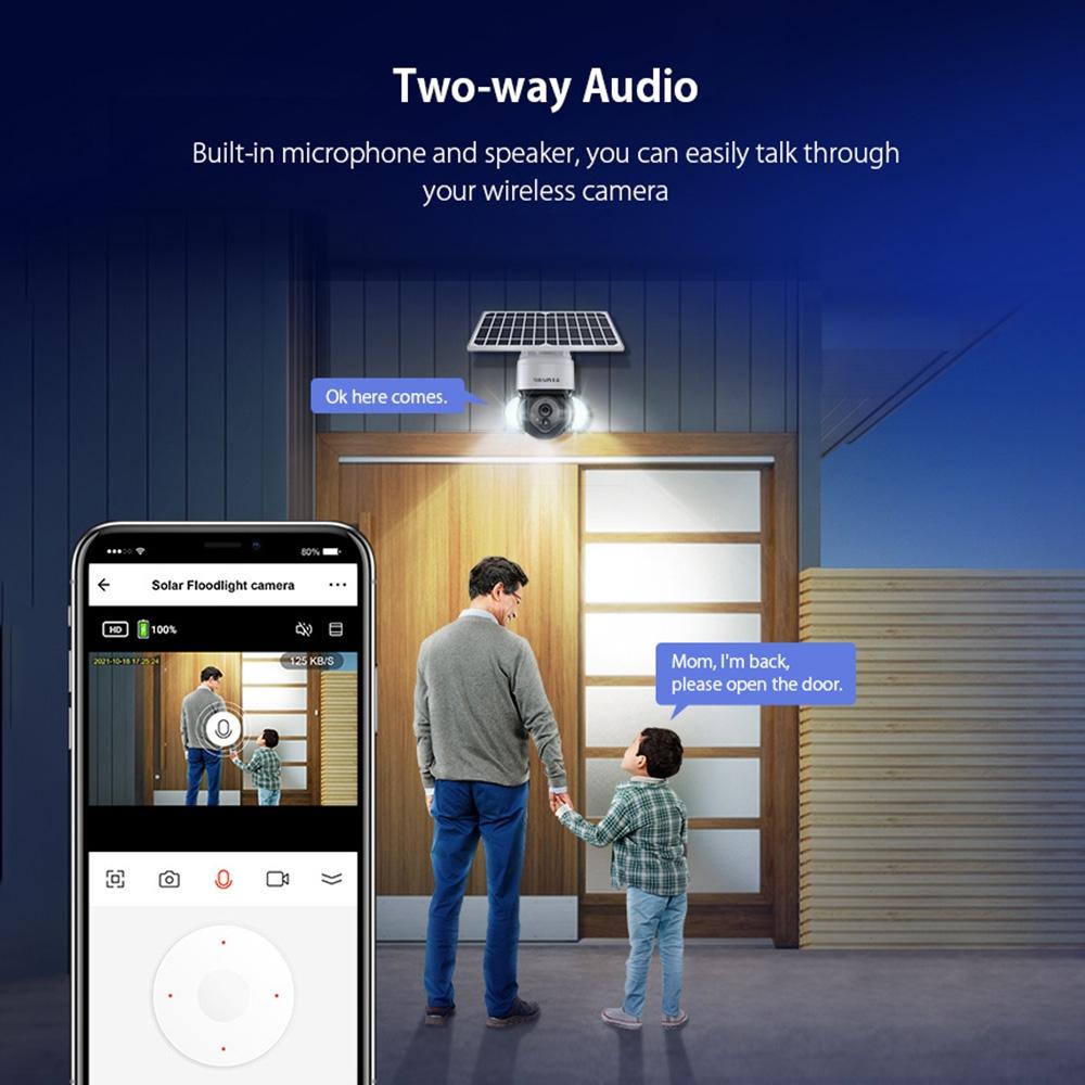 3Mp Solar Dome 4G Camera With Waterproof Ip66 Two-Way Audio Pir Motion Detection And Night Vision - White