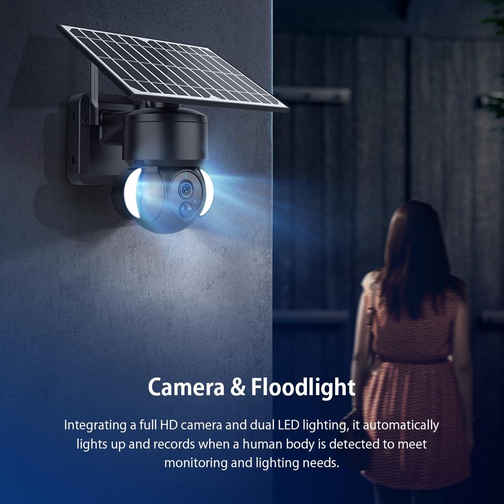 3Mp Solar Dome 4G Camera With Waterproof Ip66 Two-Way Audio Pir Motion Detection And Night Vision - White