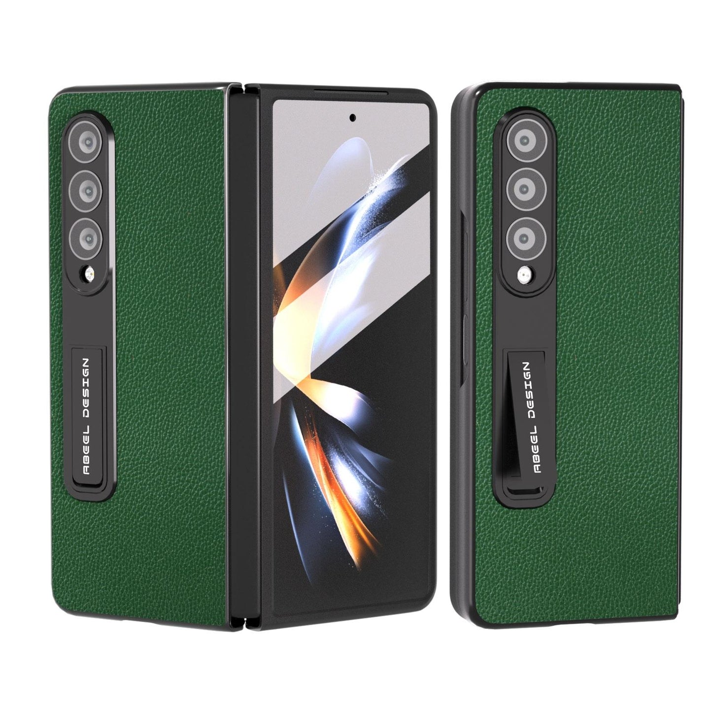 For Samsung Galaxy Z Fold4 5G Leather Phone Case With Holder - Green