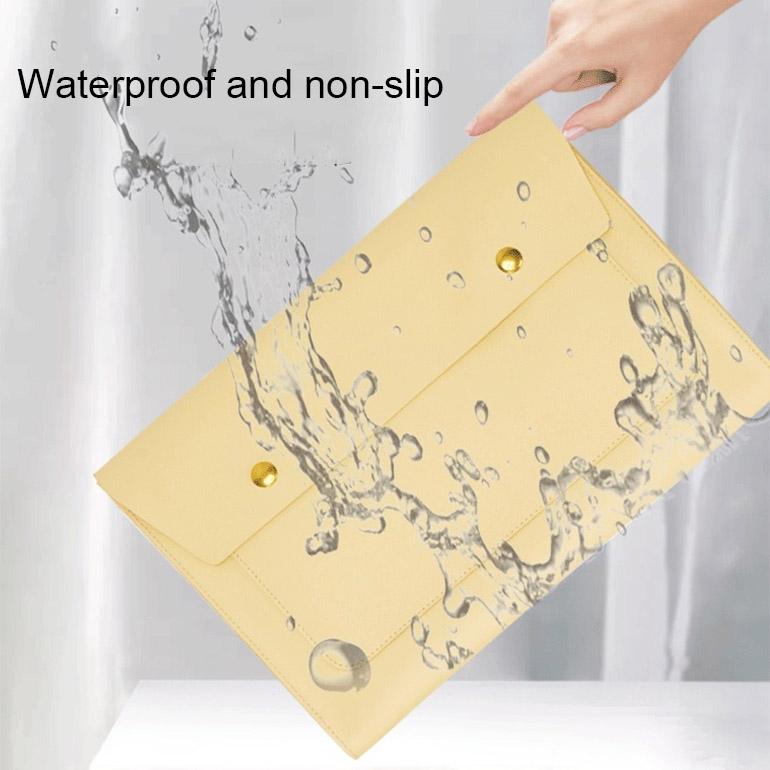 3-in-1 Waterproof Leather Laptop Liner Bag - 14 Inches - Light Yellow