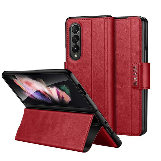 For Samsung Galaxy z Fold4 5G Magnetic Snap Leather Flip Case - All-inclusive - Red