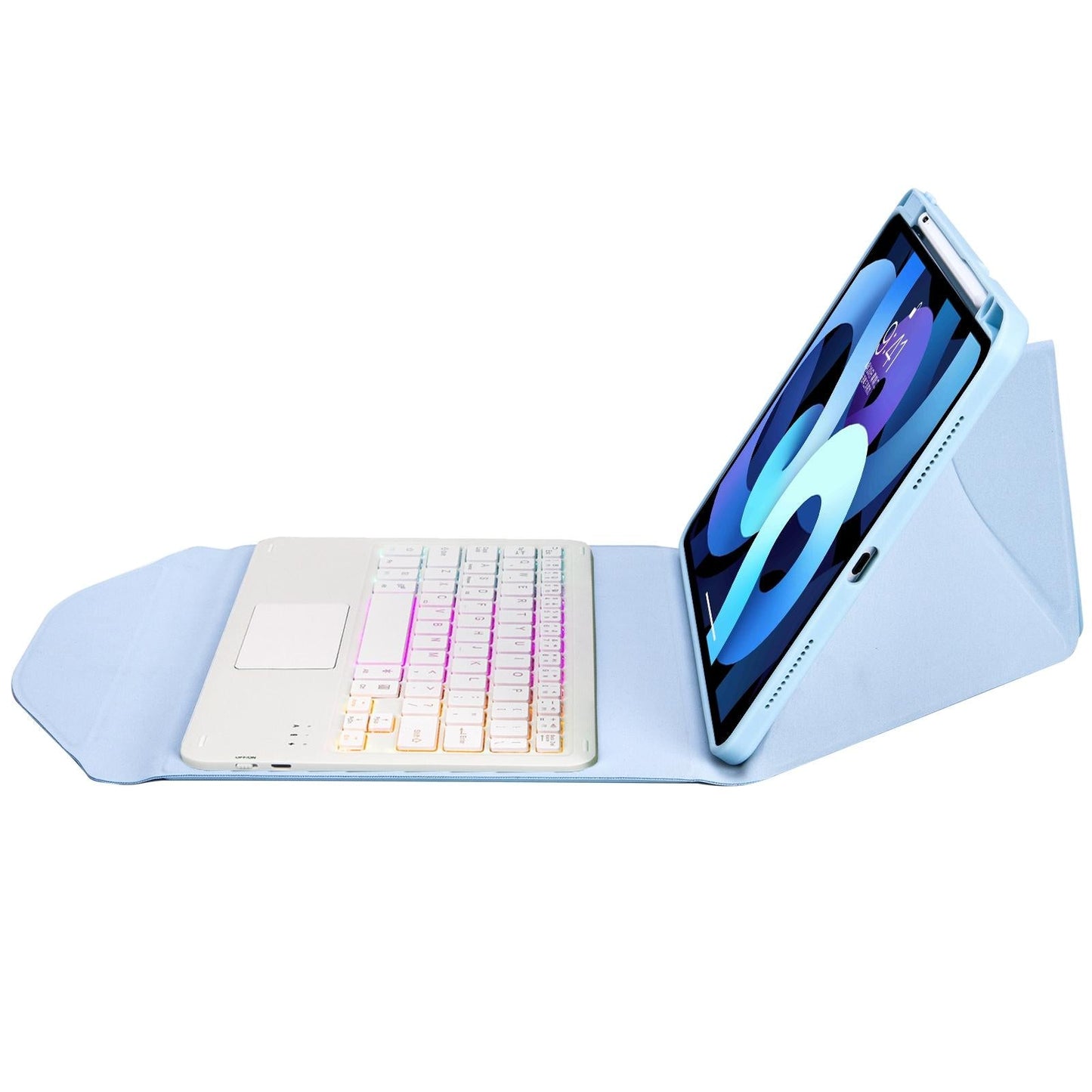 Bluetooth Keyboard Leather Case For Ipad Air 10.9 With Touchpad And Pen Slot Backlit - Pink