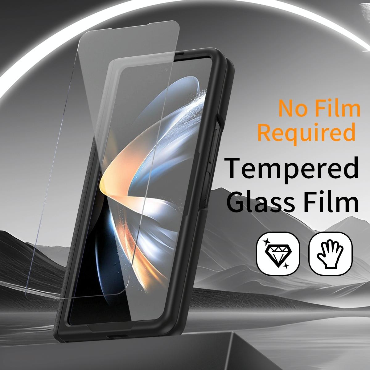 Samsung Galaxy z Fold 4 Leather Wristband Phone Case - Black