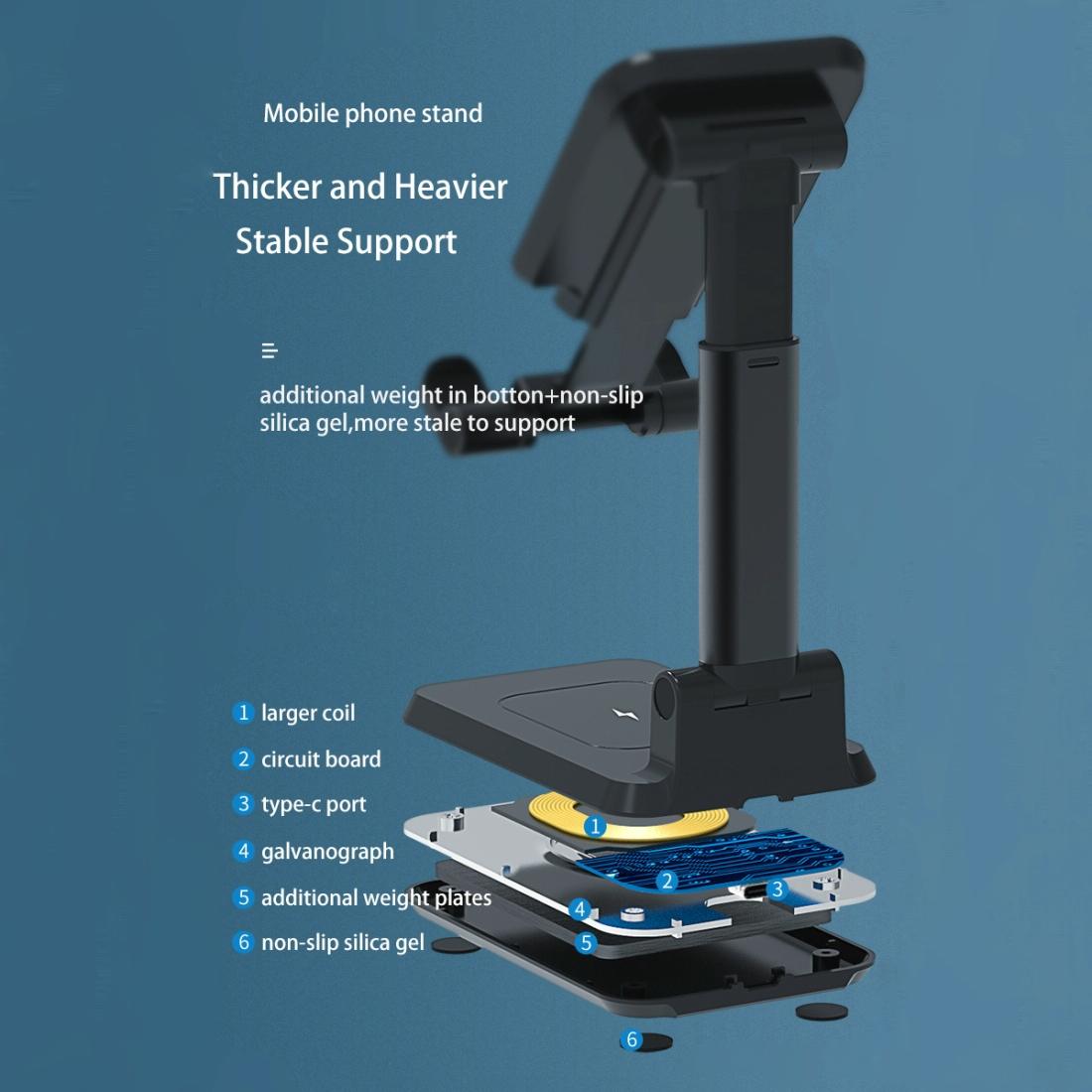 Portable 2 In 1 Wireless Charging Stand Double Charge - White