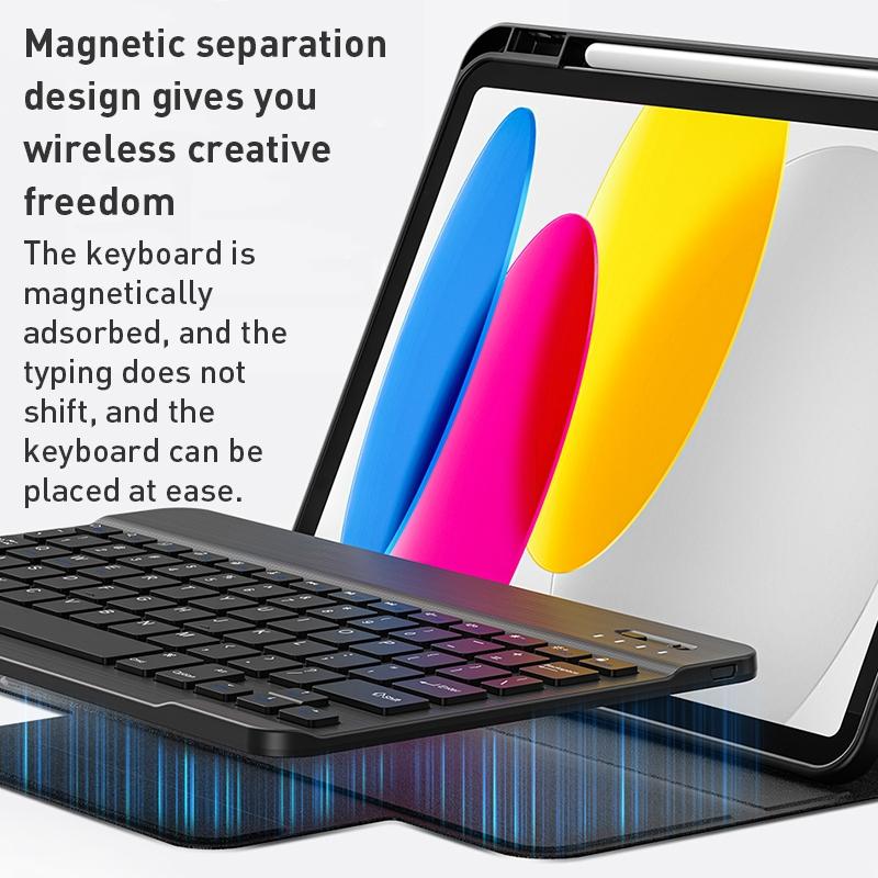 Detachable Keyboard Tablet Case With Magnetic Skin Feel - Pink