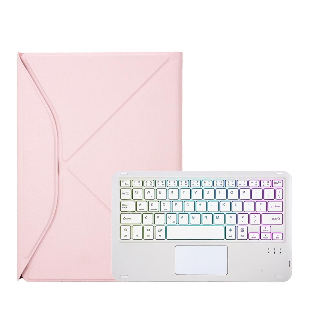 Bluetooth Keyboard Leather Case For Ipad 10.2 - Touchpad Backlight Pen Slot - 2021 / 2020 / 2019 - Pink