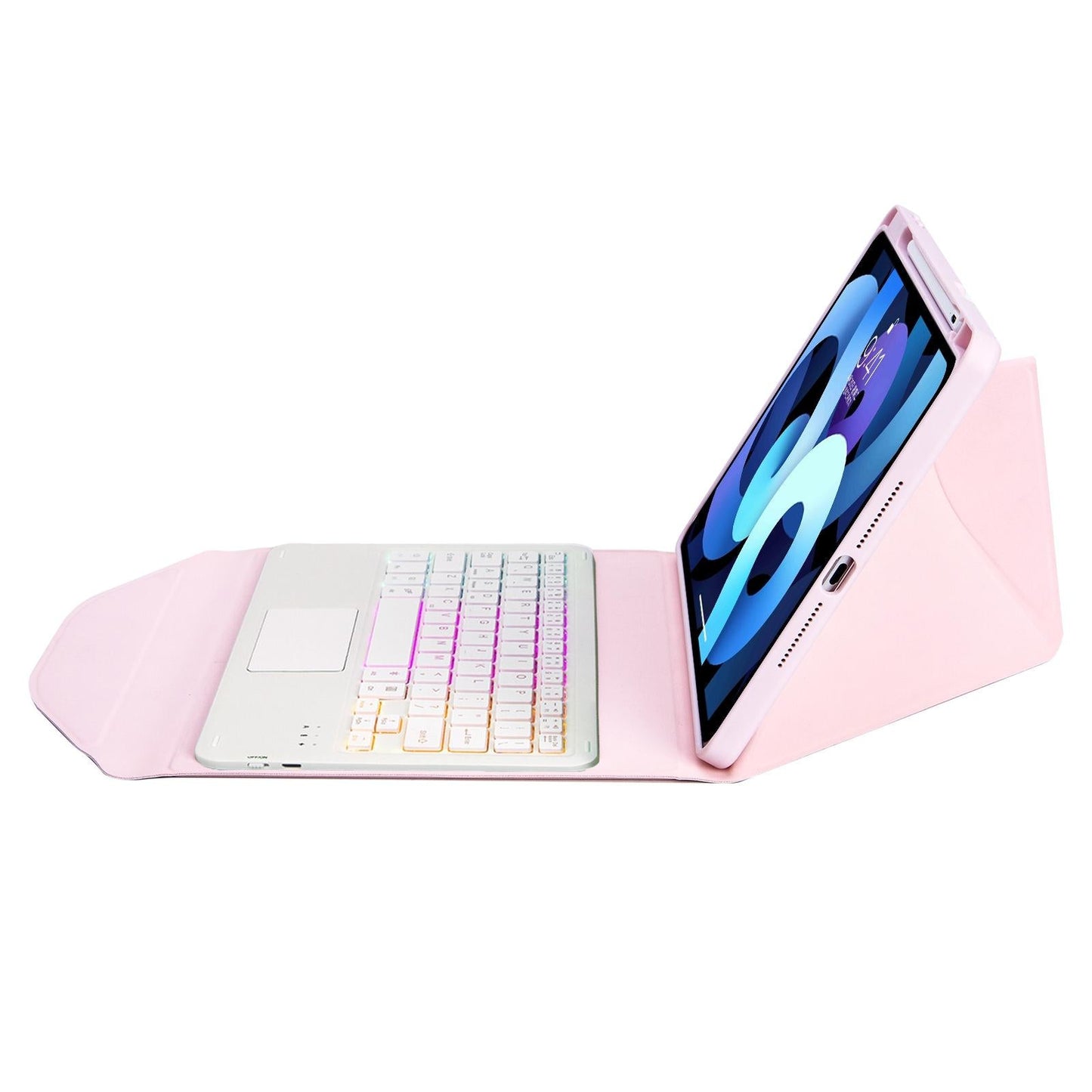 Bluetooth Keyboard Leather Case For Ipad 10.2 - Touchpad Backlight Pen Slot - 2021 / 2020 / 2019 - Pink