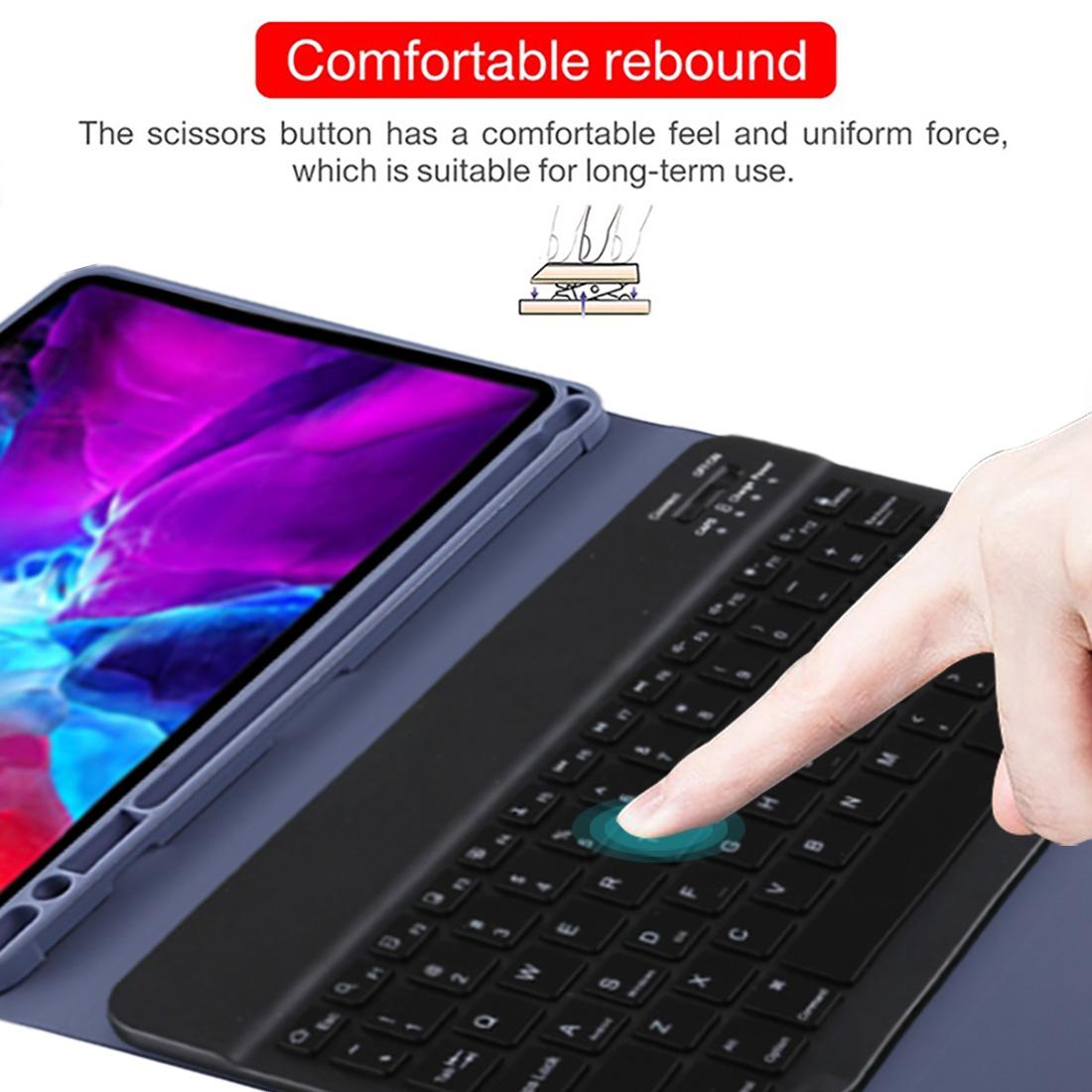 Bluetooth Tablet Case For Ipad Pro 11 With Detachable Microfiber Leather Backlight Pen Slot & Holder - Black