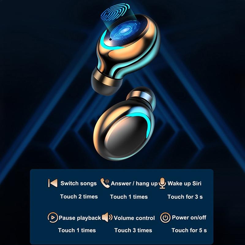 Wireless Noise-cancelling Earbuds with Breathing Light & Digital Display - Black