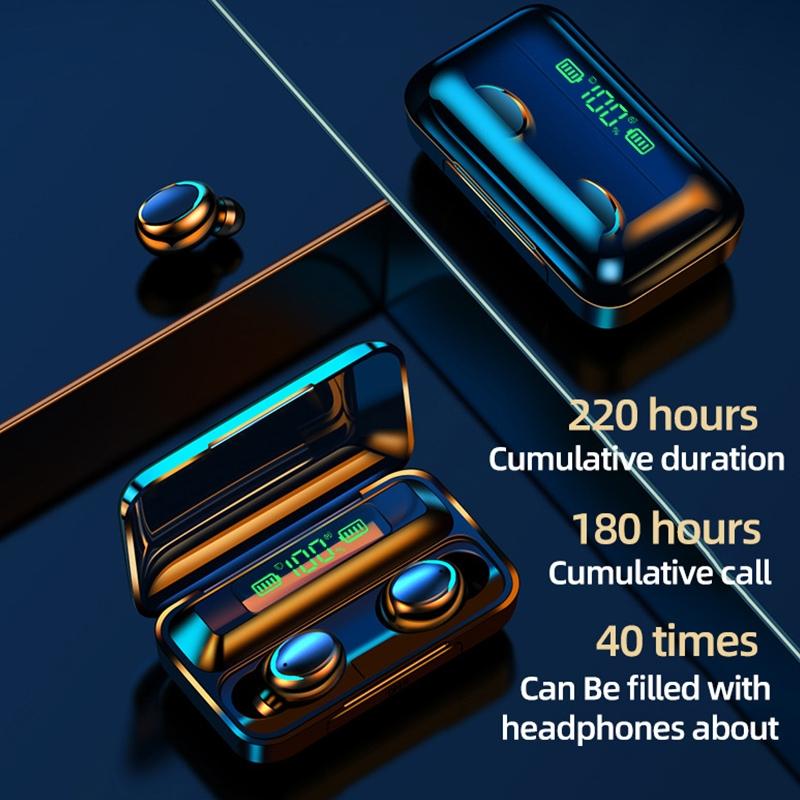 Wireless Noise-cancelling Earbuds with Breathing Light & Digital Display - Black