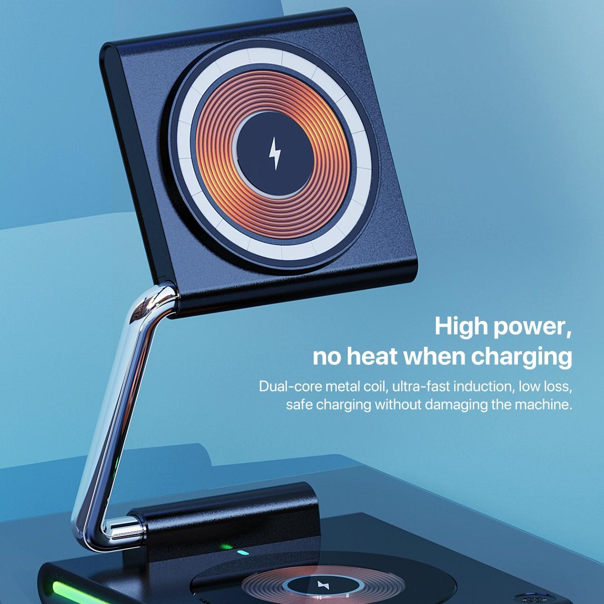 15W Foldable Magnetic Wireless Charger - Black