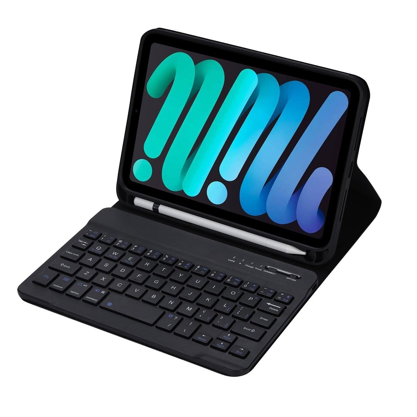 Ultra-Thin Bluetooth Keyboard Tablet Case For Ipad Mini 6 With Stand And Pen Slot - Candy Colour - Black