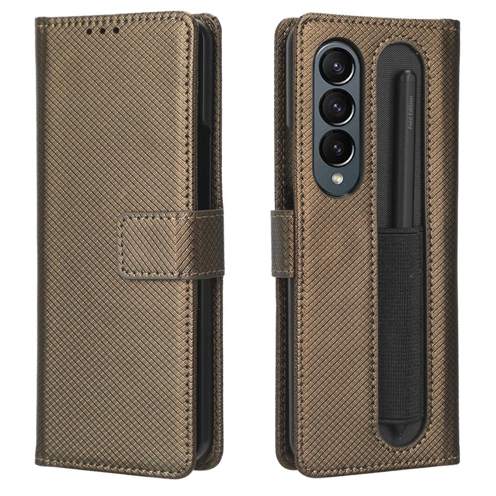For Samsung Galaxy Z Fold4 5G Textured Leather Phone Case - Black