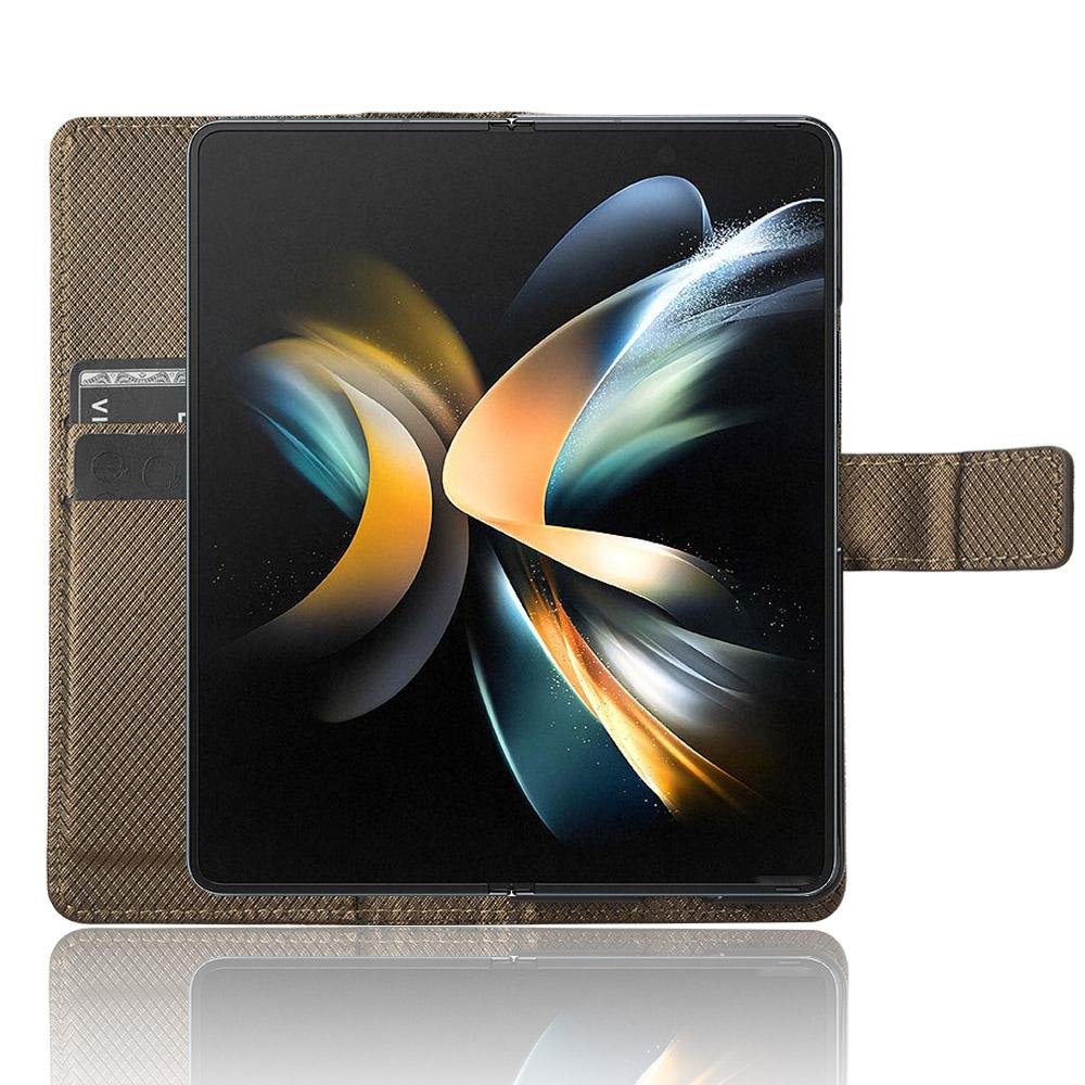 For Samsung Galaxy Z Fold4 5G Textured Leather Phone Case - Black