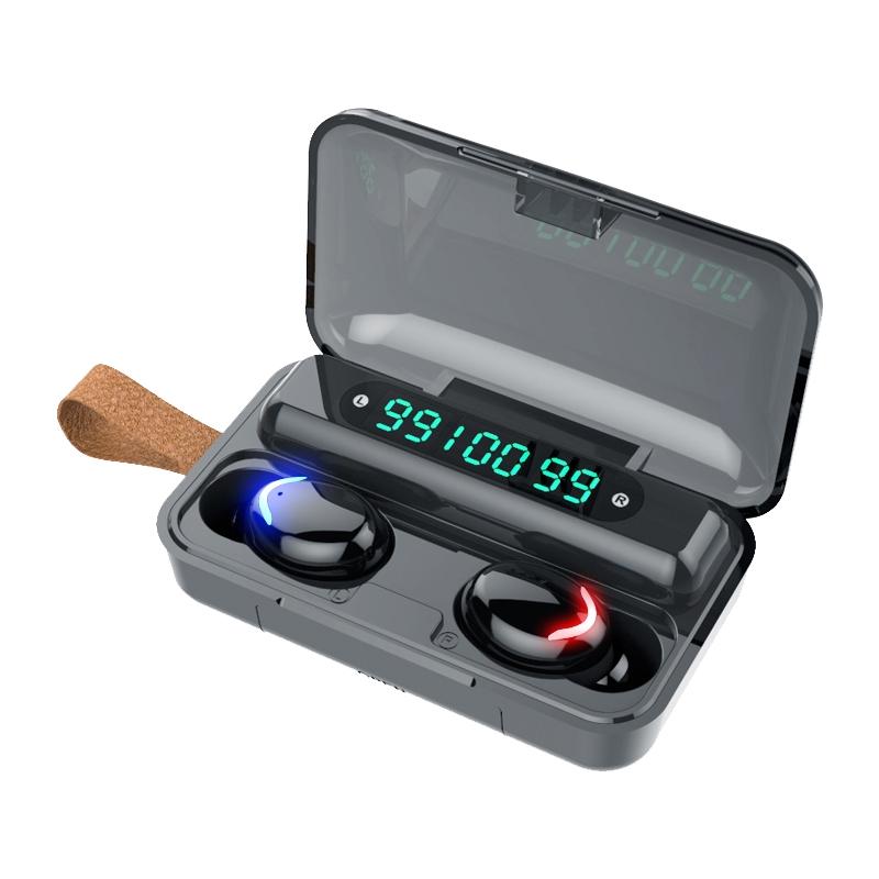 Three-screen Bluetooth Earphone with Noise Reduction and Hand Strap - Black