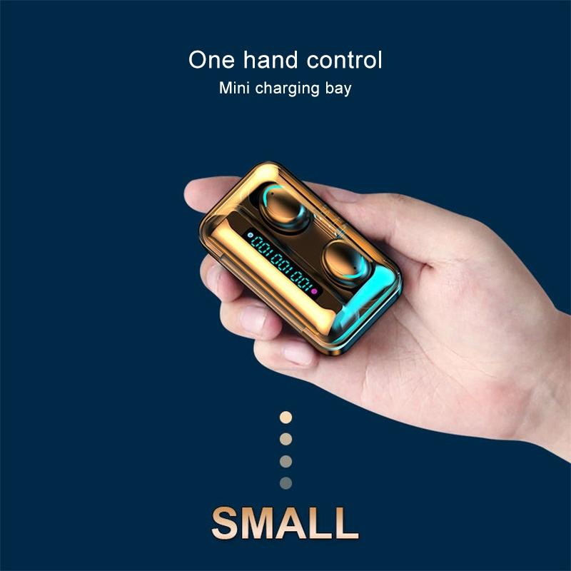 Three-screen Bluetooth Earphone with Noise Reduction and Hand Strap - Black