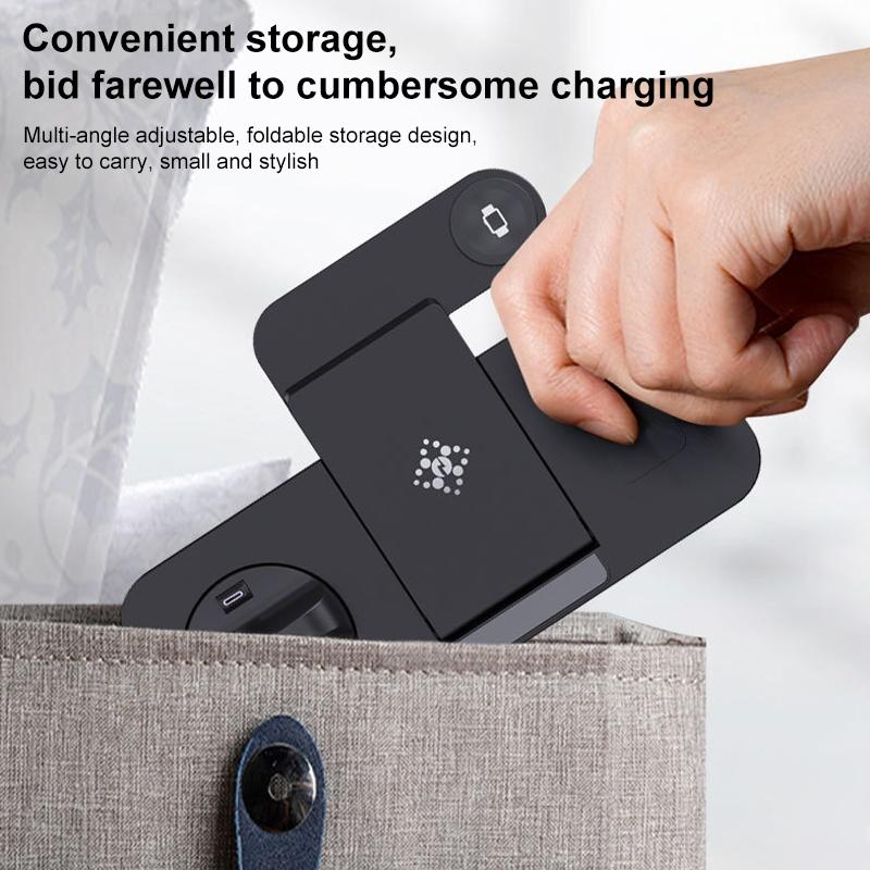 6 In 1 Foldable Vertical Wireless Charger - Black