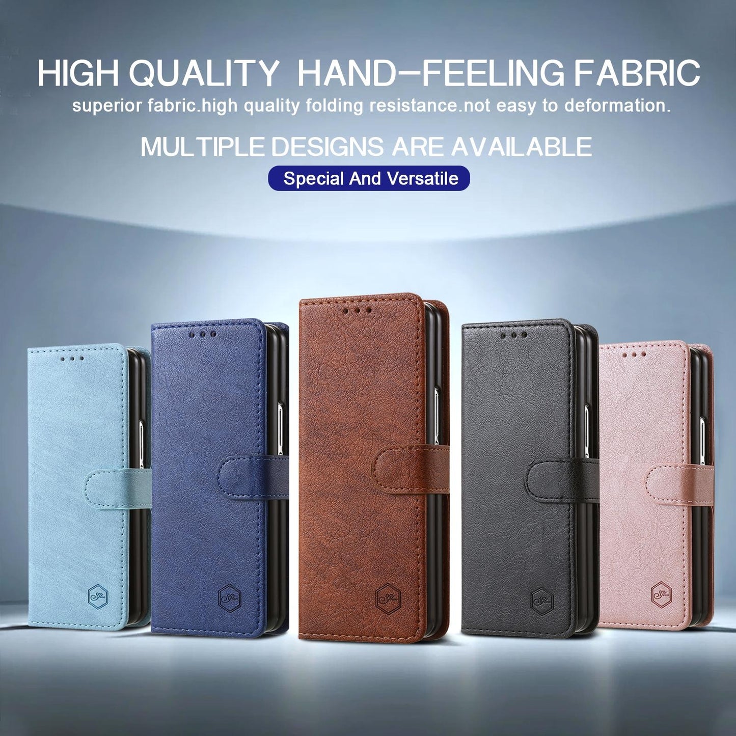 For Samsung Galaxy Z Fold4 5G Leather Texture Phone Case - Pu Tpu - Dark Blue