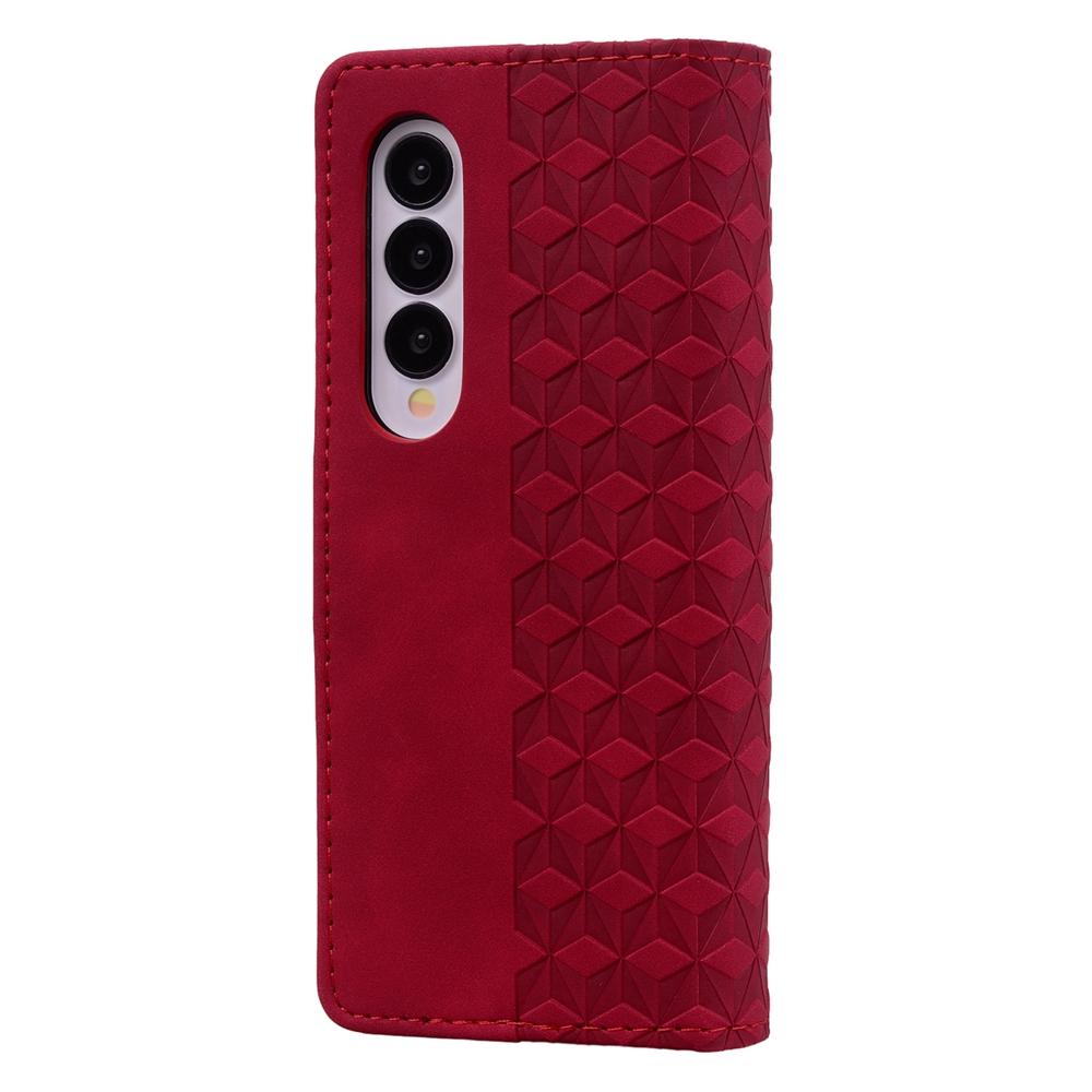 For Samsung Galaxy Z Fold4 5G Leather Phone Case With Diamond Buckle And Lanyard - Brown