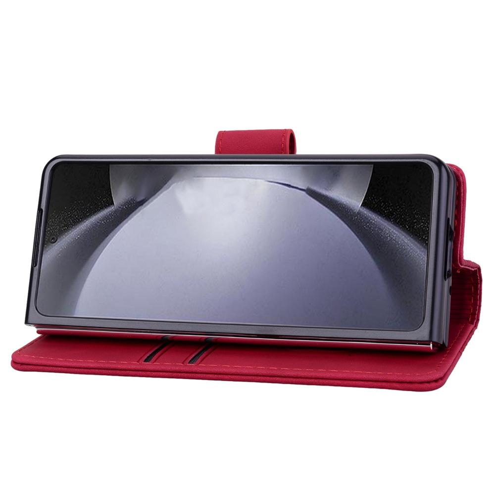 For Samsung Galaxy Z Fold4 5G Leather Phone Case With Diamond Buckle And Lanyard - Brown