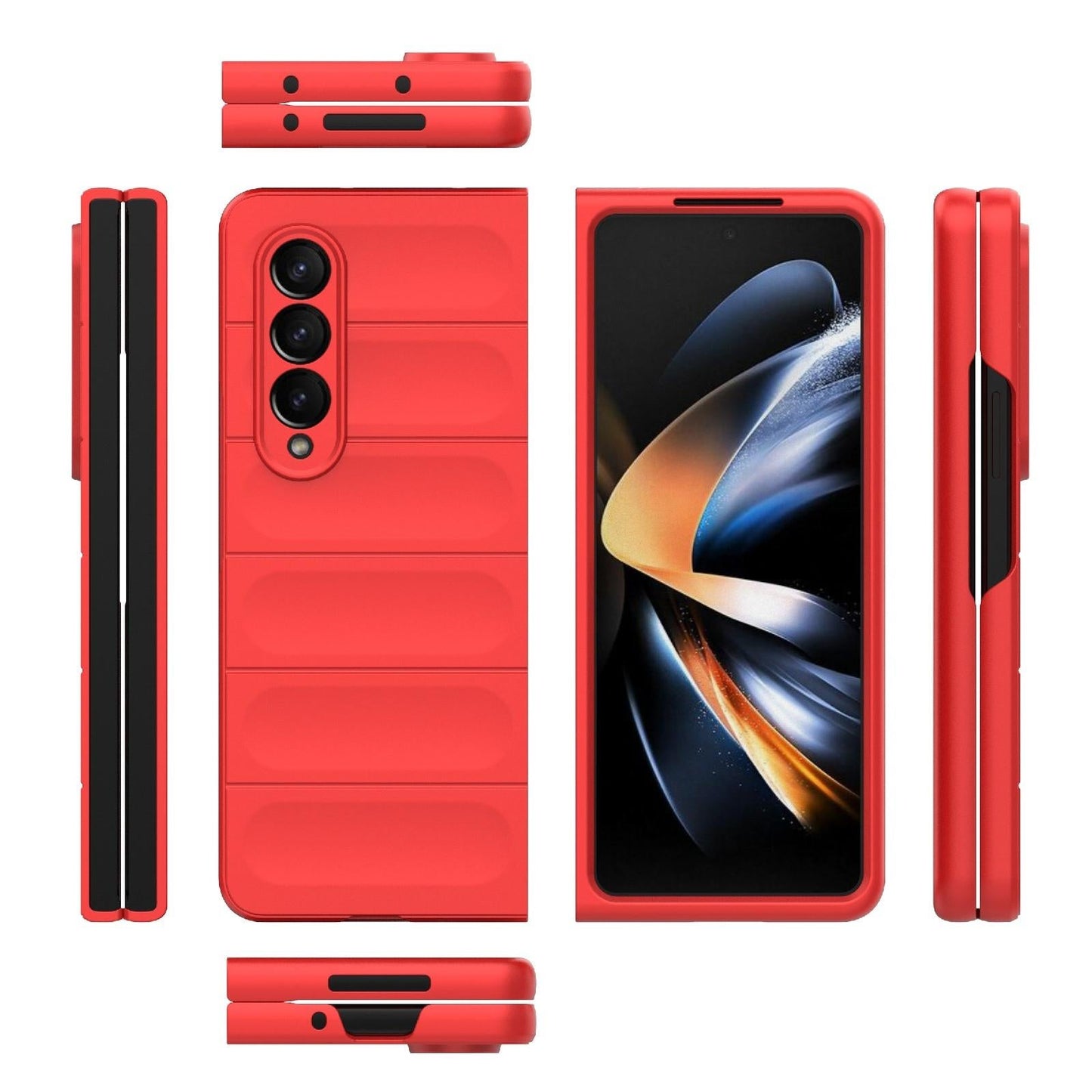 For Samsung Galaxy Z Fold4 5G Foldable Shockproof Phone Case with Magic Shield - Slim Design - Red