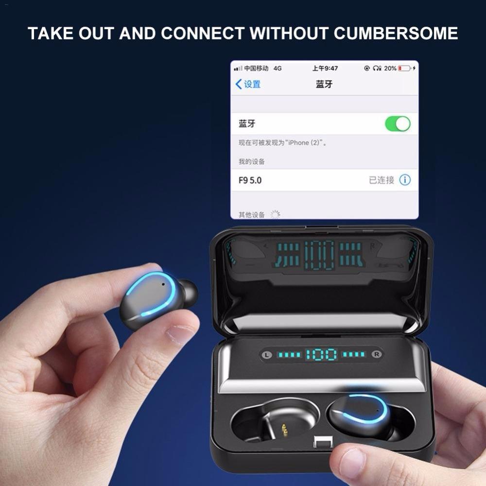 Intelligent Noise Cancelling Bluetooth Earphones with Touch Control and Charging Box - Black