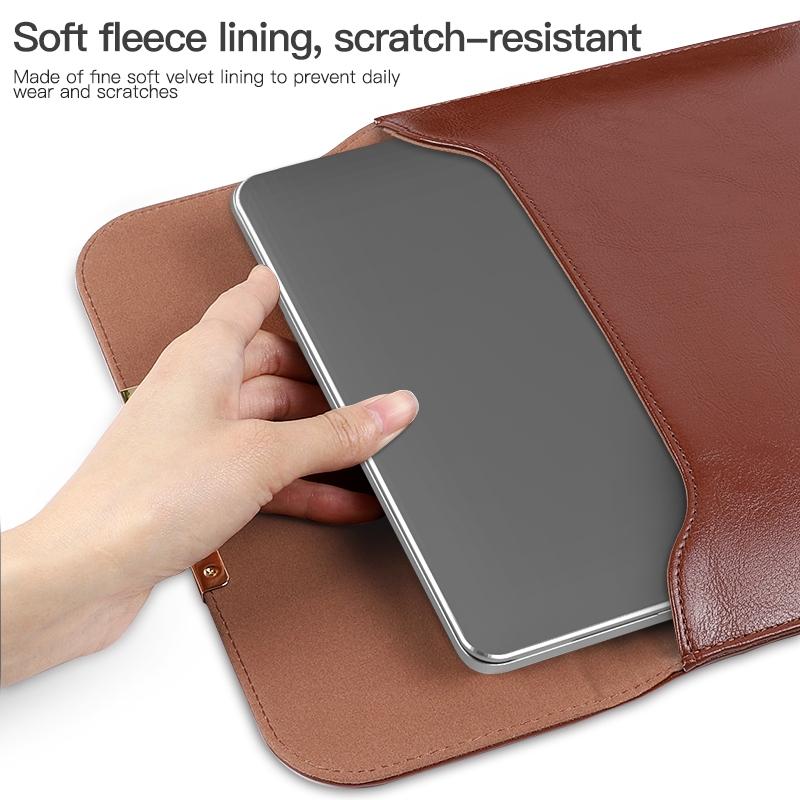 13.3 2-In-1 Laptop Sleeve With Mouse Storage In Pu Leather - Black