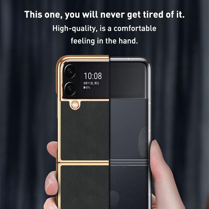 For Samsung Galaxy z Fold4 5G Foldable Lambskin Phone Case - Electroplated - Navy Blue