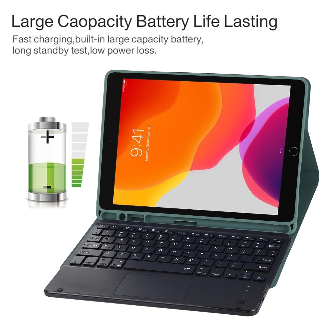 Bluetooth Keyboard & Tablet Case For Ipad 9.7 With Touch Pad Pen Slot & Holder - Detachable Microfiber Leather - Black