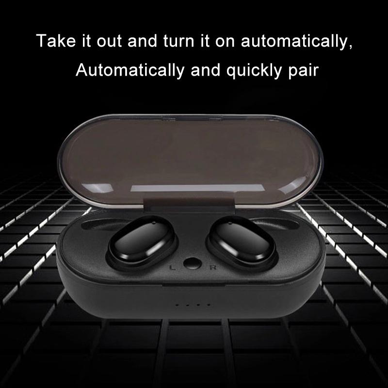 Waterproof Touch Wireless Bluetooth Earphones + Charging Box - Black