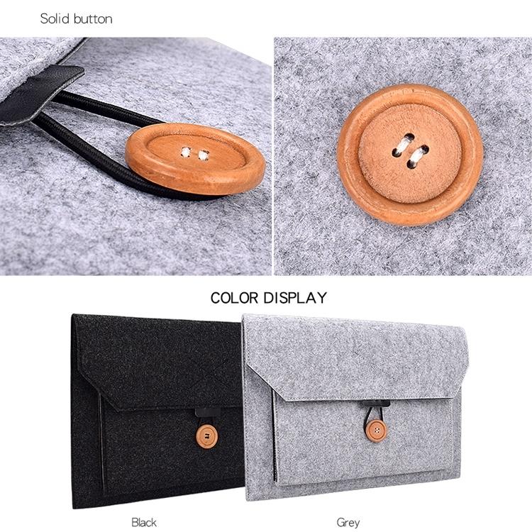 Versatile Felt Laptop Inner Bag with Button Closure - Black