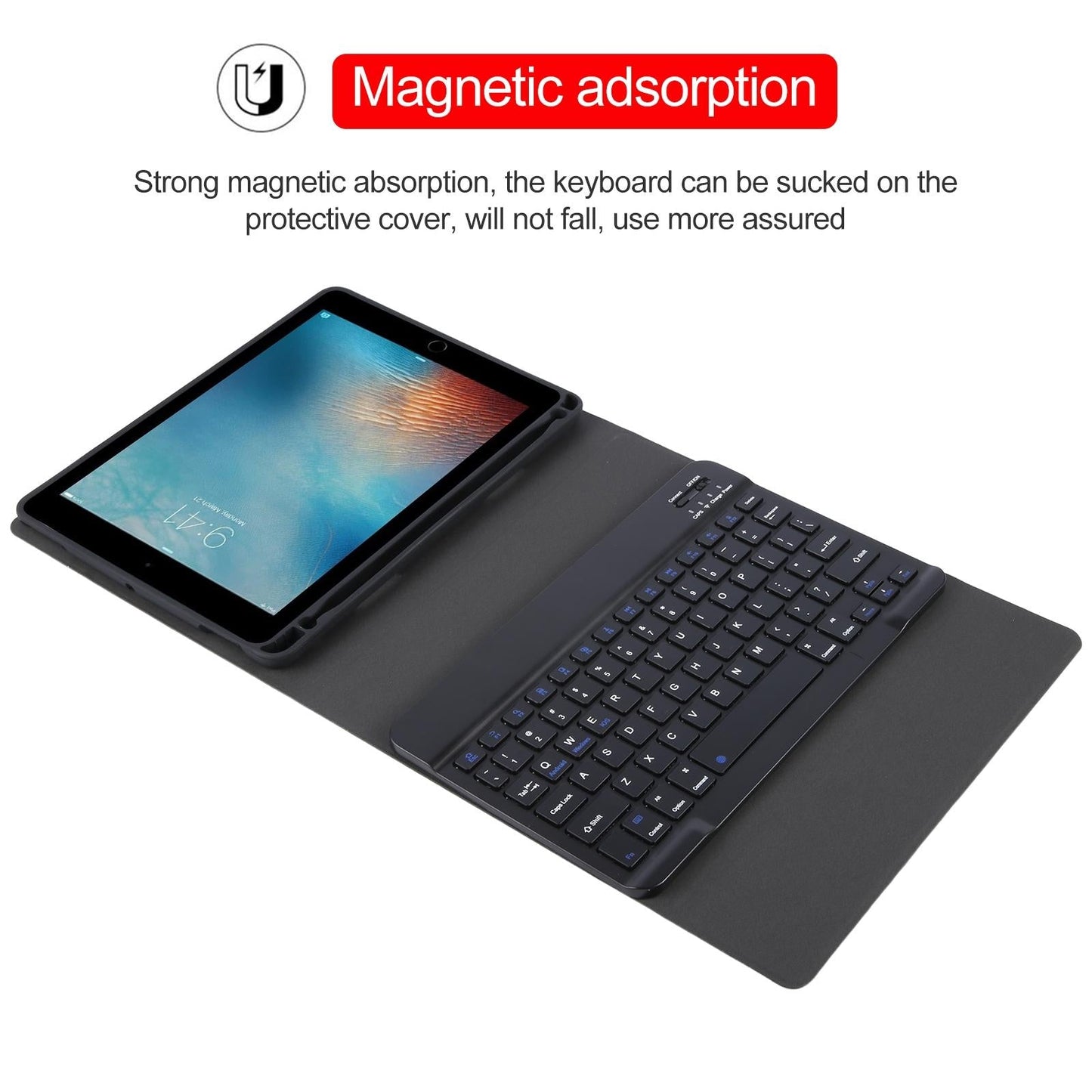 Smart Bluetooth Keyboard & Leather Tablet Case For Ipad Pro 9.7 / Air 2 - Black