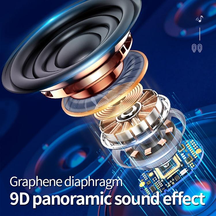 True Wireless Bluetooth Earphones with Digital Display and Charging Box - Black