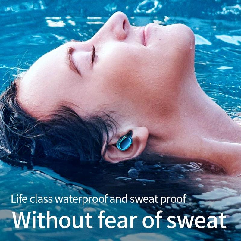 True Wireless Bluetooth Earphones with Digital Display and Charging Box - Black