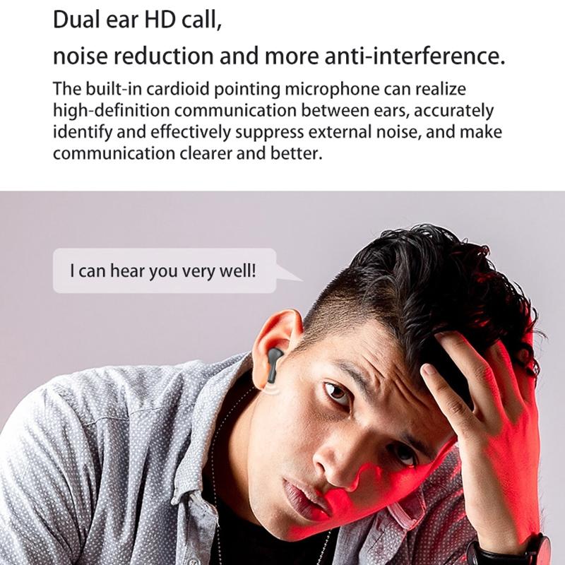 Touch Bluetooth Earphones with Noise Cancellation and Charging Box - Black