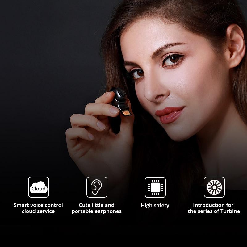 Wireless In-ear Headset with Usb Cable - Black 5.0