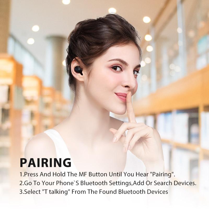 Wireless In-ear Headset with Usb Cable - Black 5.0