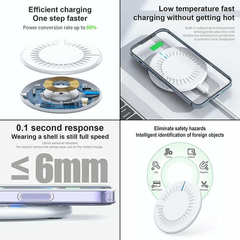 15W Round Wireless Fast Charger 964 Shape - Black