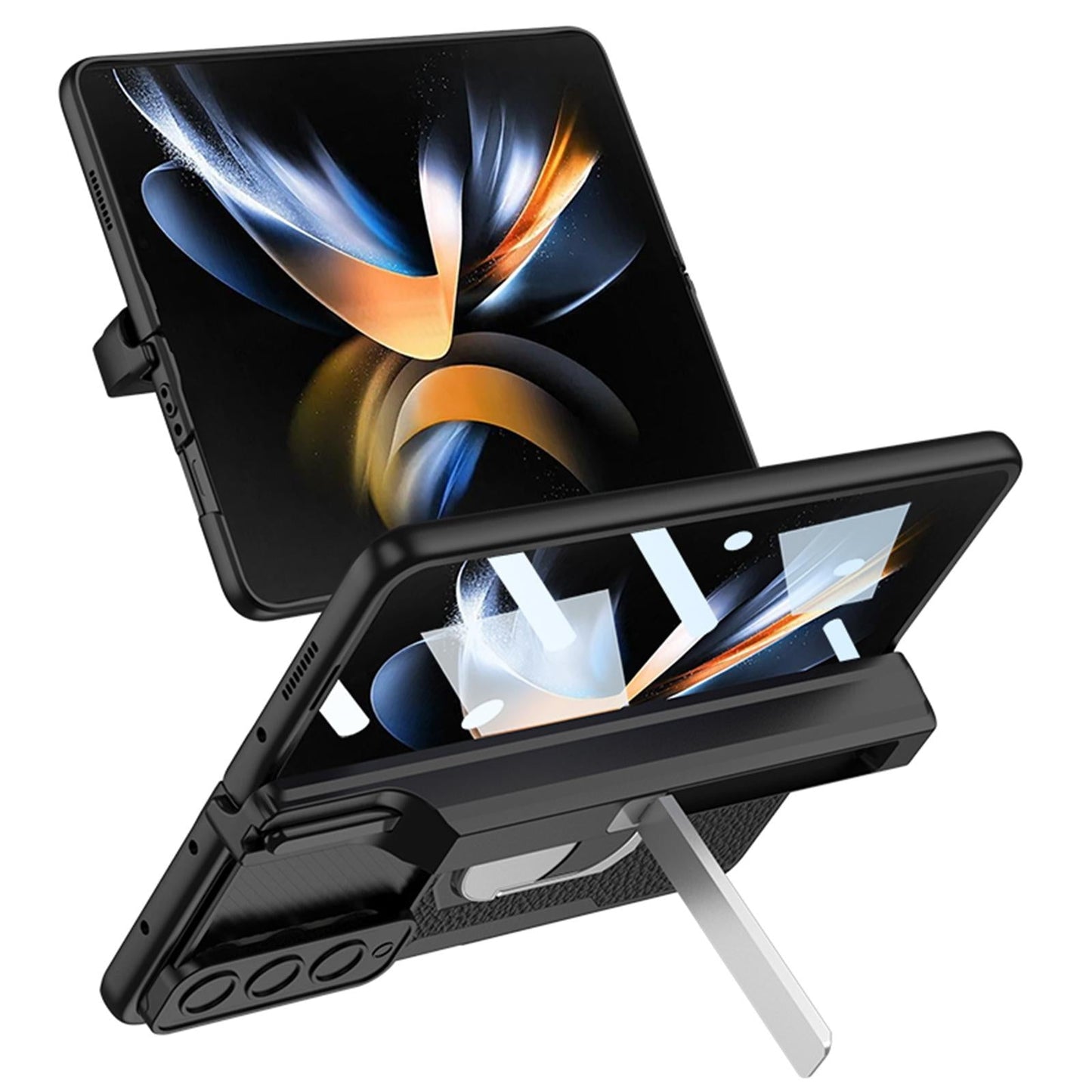 For Samsung Galaxy Z Fold4 5G Magnetic Armor Phone Case - Full Coverage - Litchi Texture