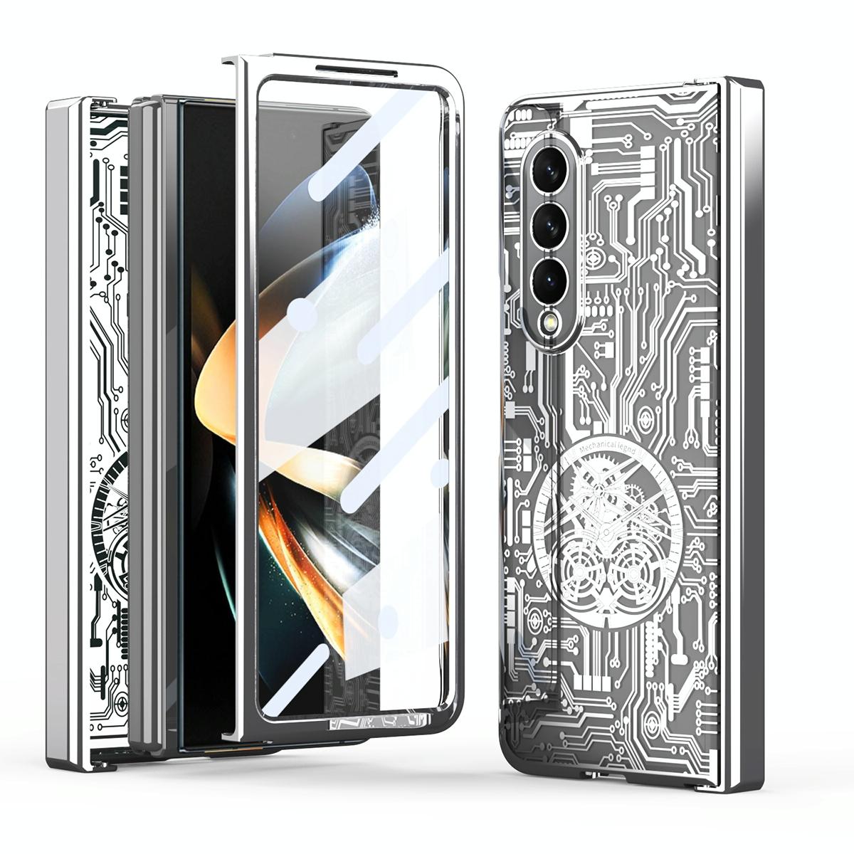 For Samsung Galaxy Z Fold4 5G Foldable Electroplated Phone Case - Mechanical Legend 4. - Silver