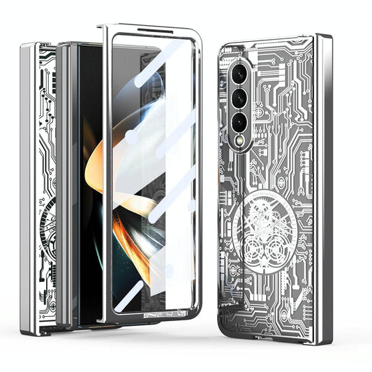 For Samsung Galaxy Z Fold4 5G Foldable Electroplated Phone Case - Mechanical Legend 4. - Silver