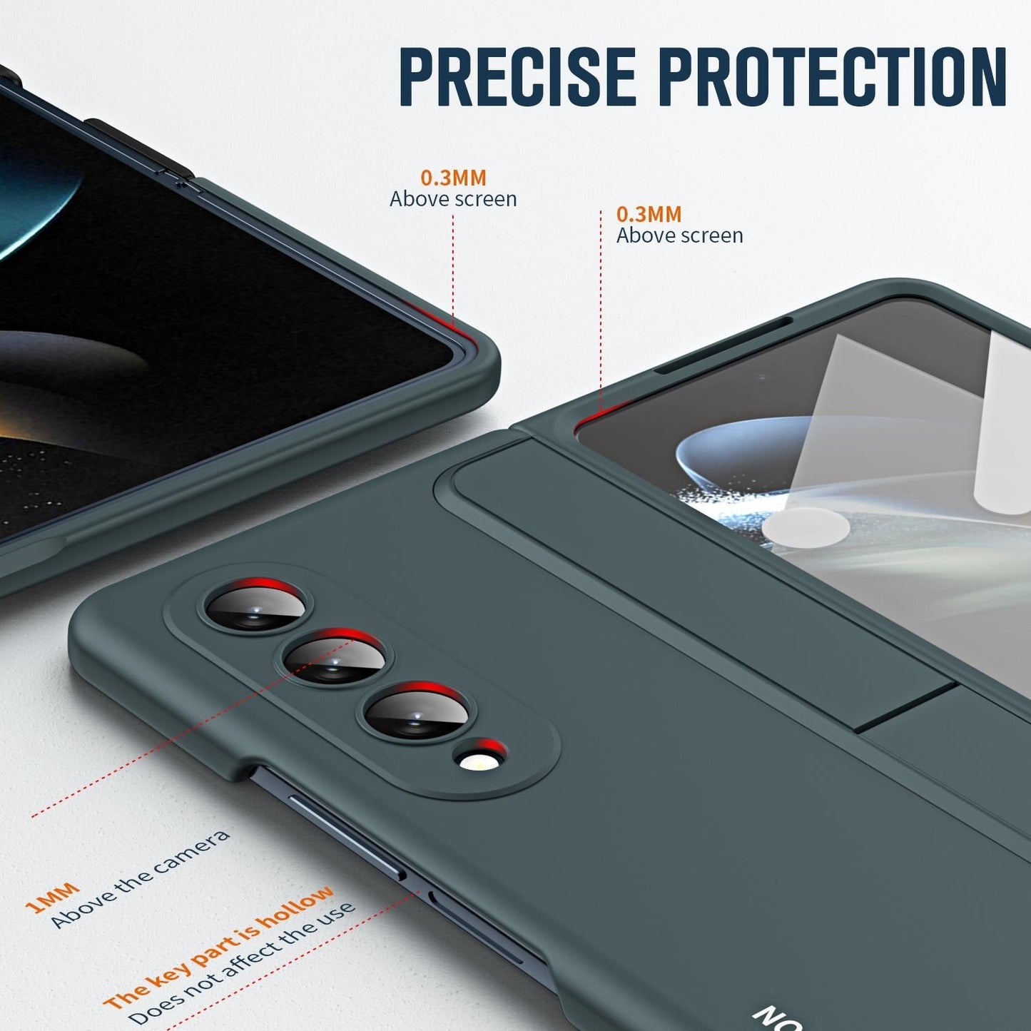 For Samsung Galaxy z Fold4 5G Samsung Galaxy z Fold4 2-in-1 Detachable Folding Case with Holder & Pen Slot - Beige