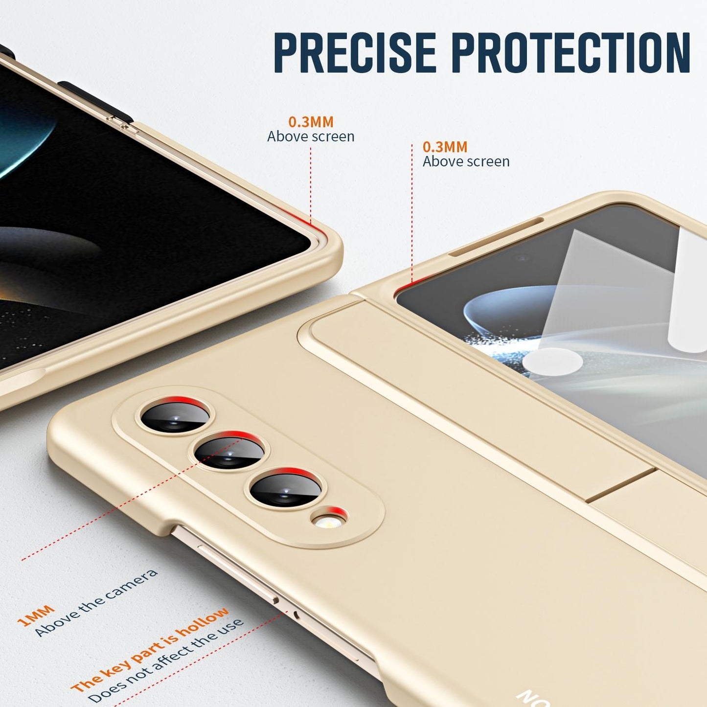 For Samsung Galaxy z Fold4 5G Samsung Galaxy z Fold4 2-in-1 Detachable Folding Case with Holder & Pen Slot - Beige